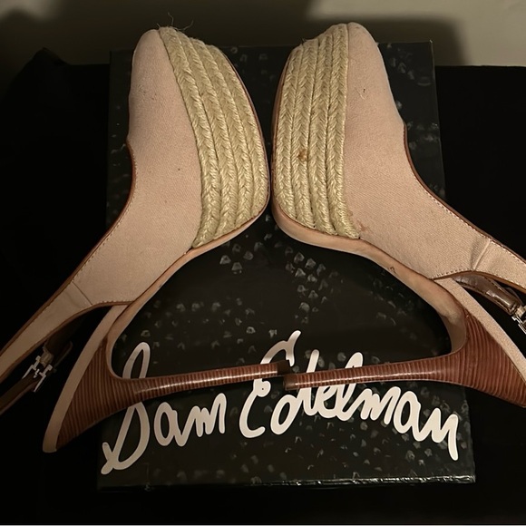 Sam Edelman Novato Sand Canvas Peep Toe Slingback Platform Pump - Picture 5 of 6